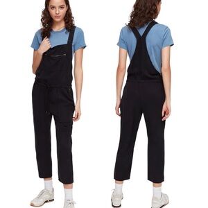 Aritzia Wilfred Valletta Black Utility Overalls Zip Pocket Cropped Leg Large